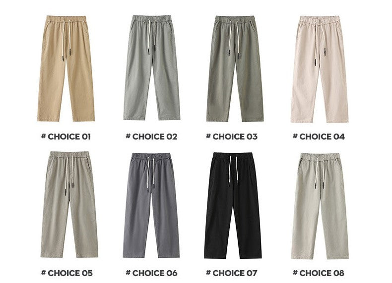 Freizeithosen Herren Frühling und Sommer Gerade Dünne Baumwolle Knöchellange Hose Herren Trendy All-Match Lange Hose mit Stretchbund Arbeitskleidung