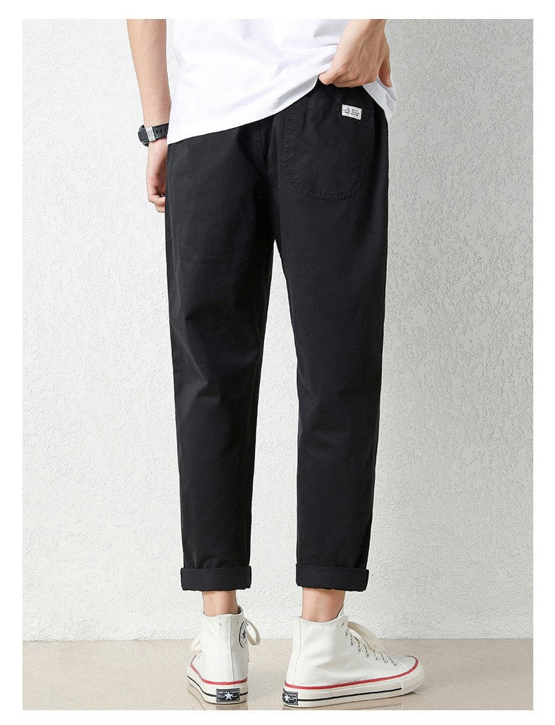 Freizeithosen Herren Frühling und Sommer Gerade Dünne Baumwolle Knöchellange Hose Herren Trendy All-Match Lange Hose mit Stretchbund Arbeitskleidung