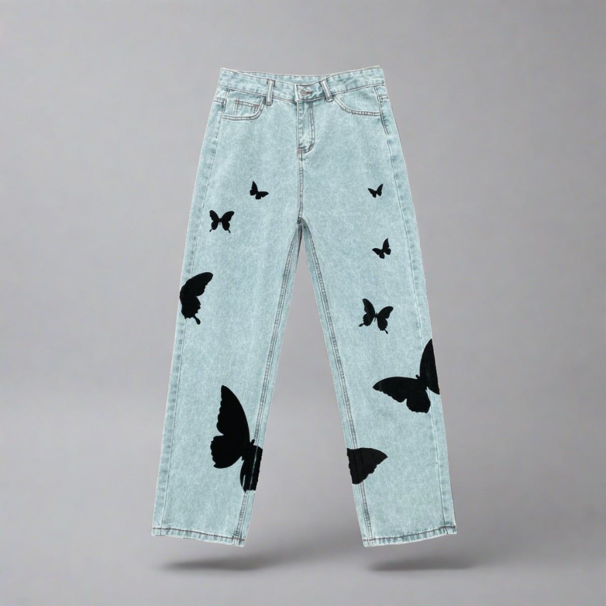 Butterfly Print Baggy Jeans