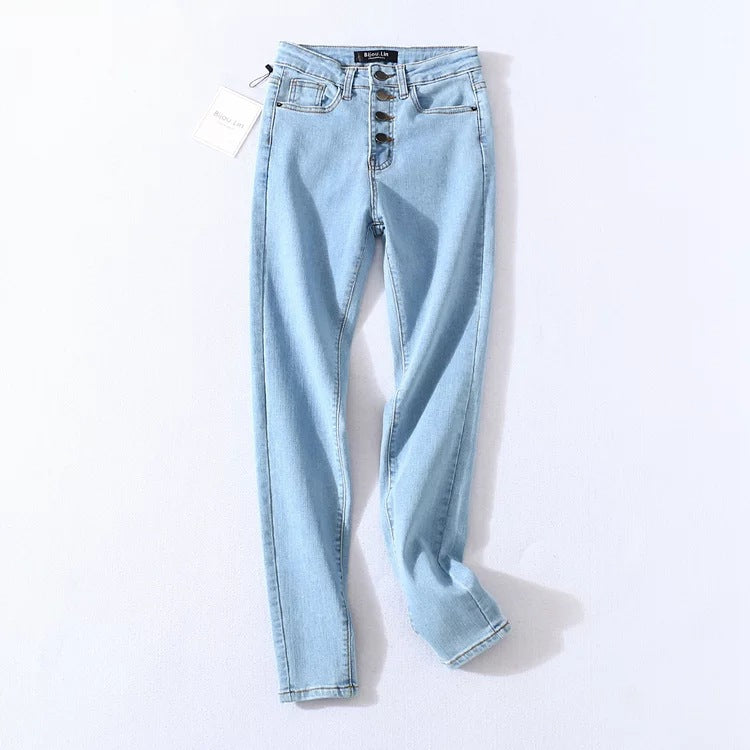 Four button high-rise jeans