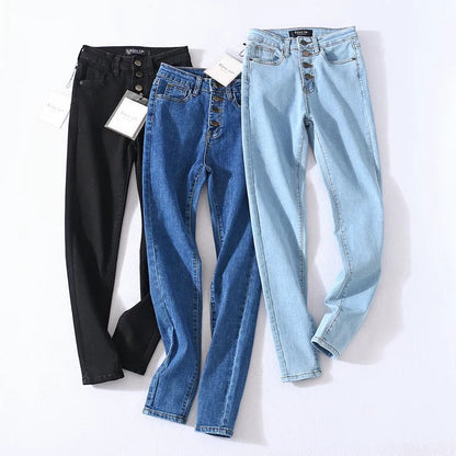 Four button high-rise jeans