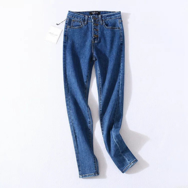 Four button high-rise jeans