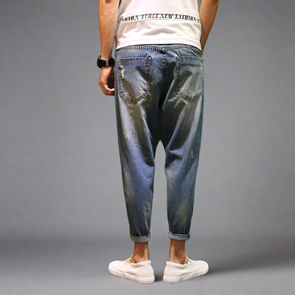 Men's Relaxed Fit Ripped Denim Pants