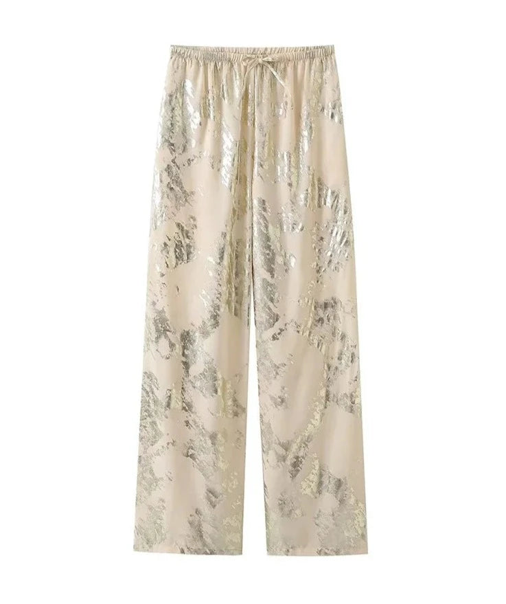 Women's Printed Drawstring Baggy Pants - Stylish Streetwear for Autumn