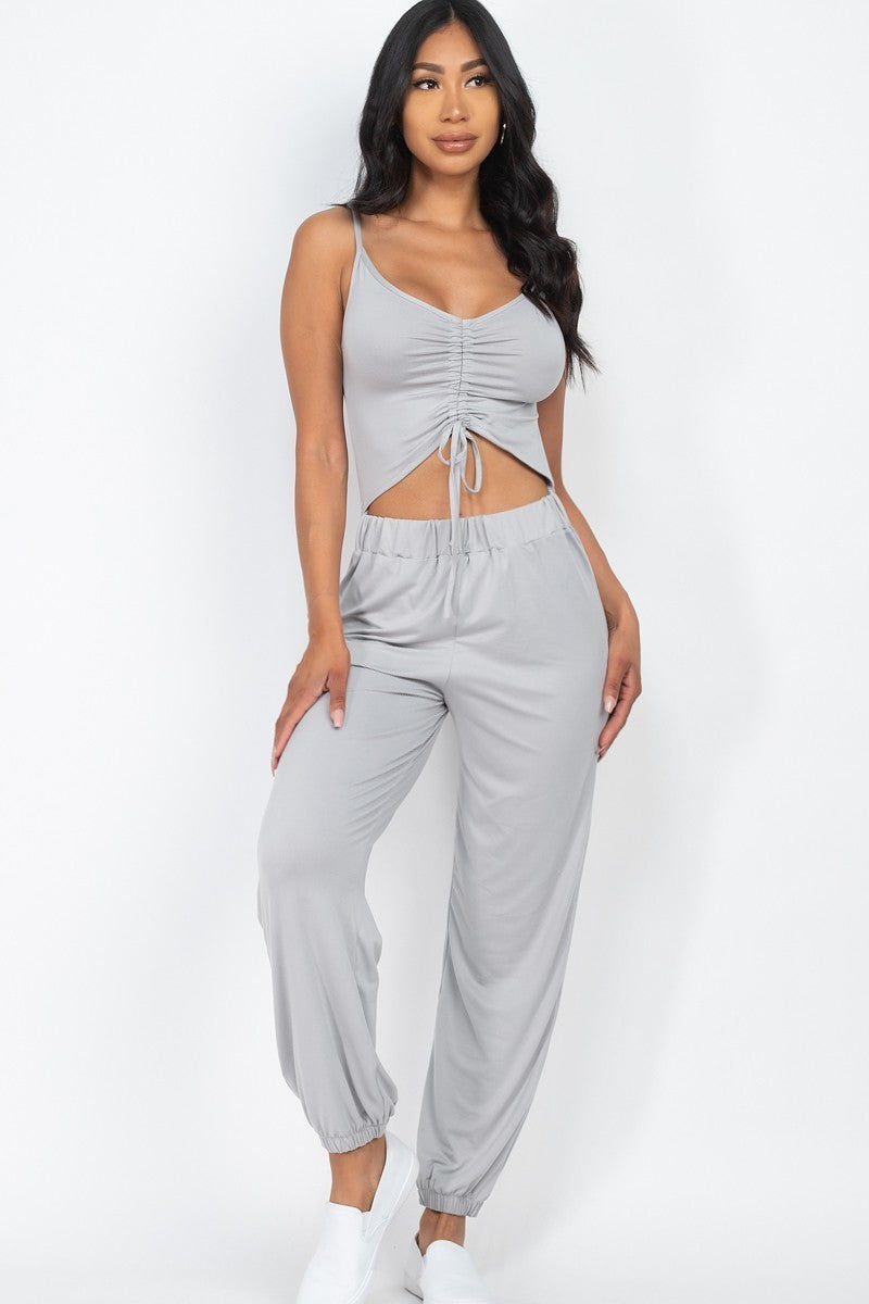 Vorne gerüscht mit verstellbarem String Cami Casual/Sommer Jumpsuit