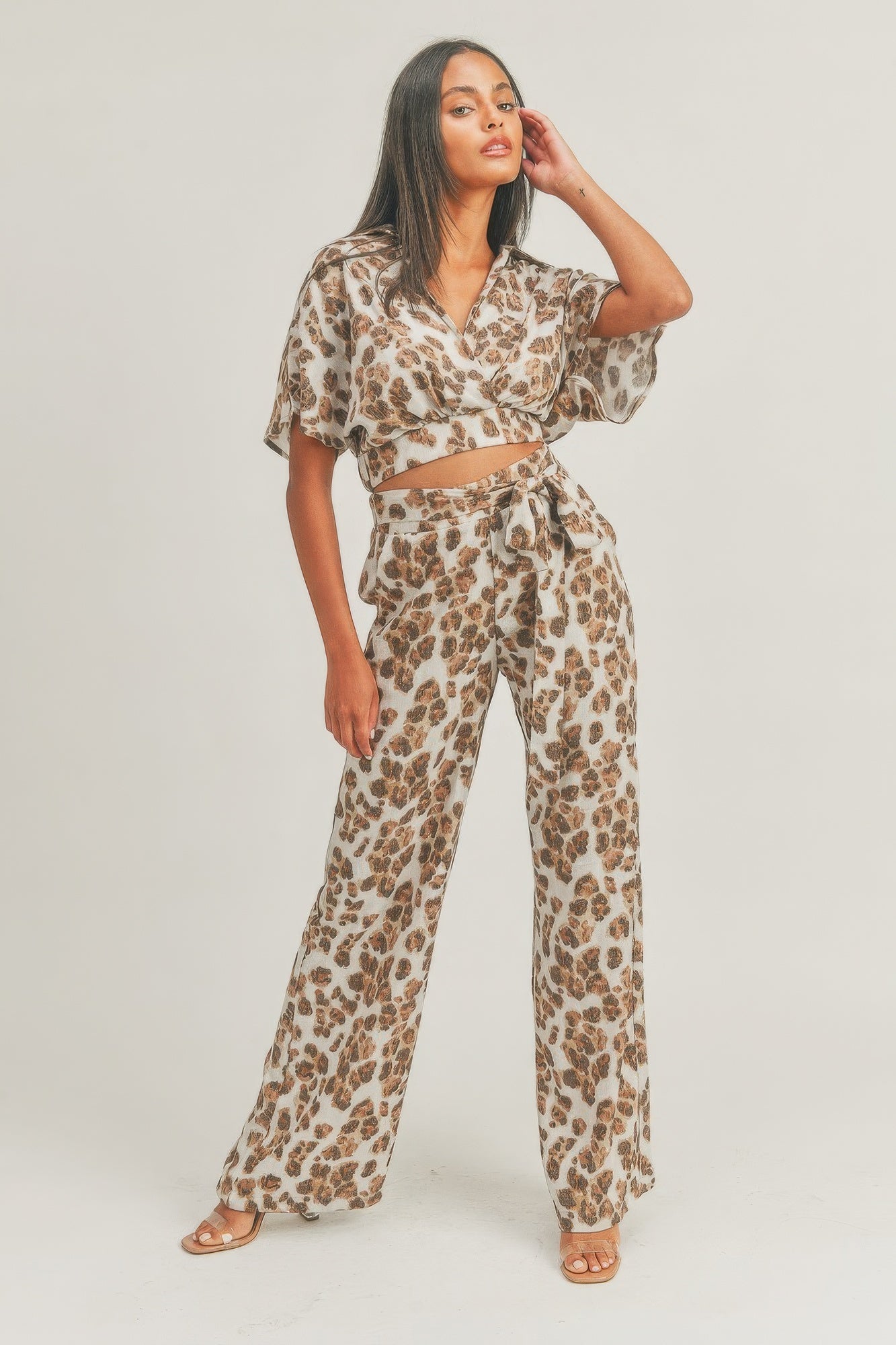 Crop-Top-Set mit Animalprint