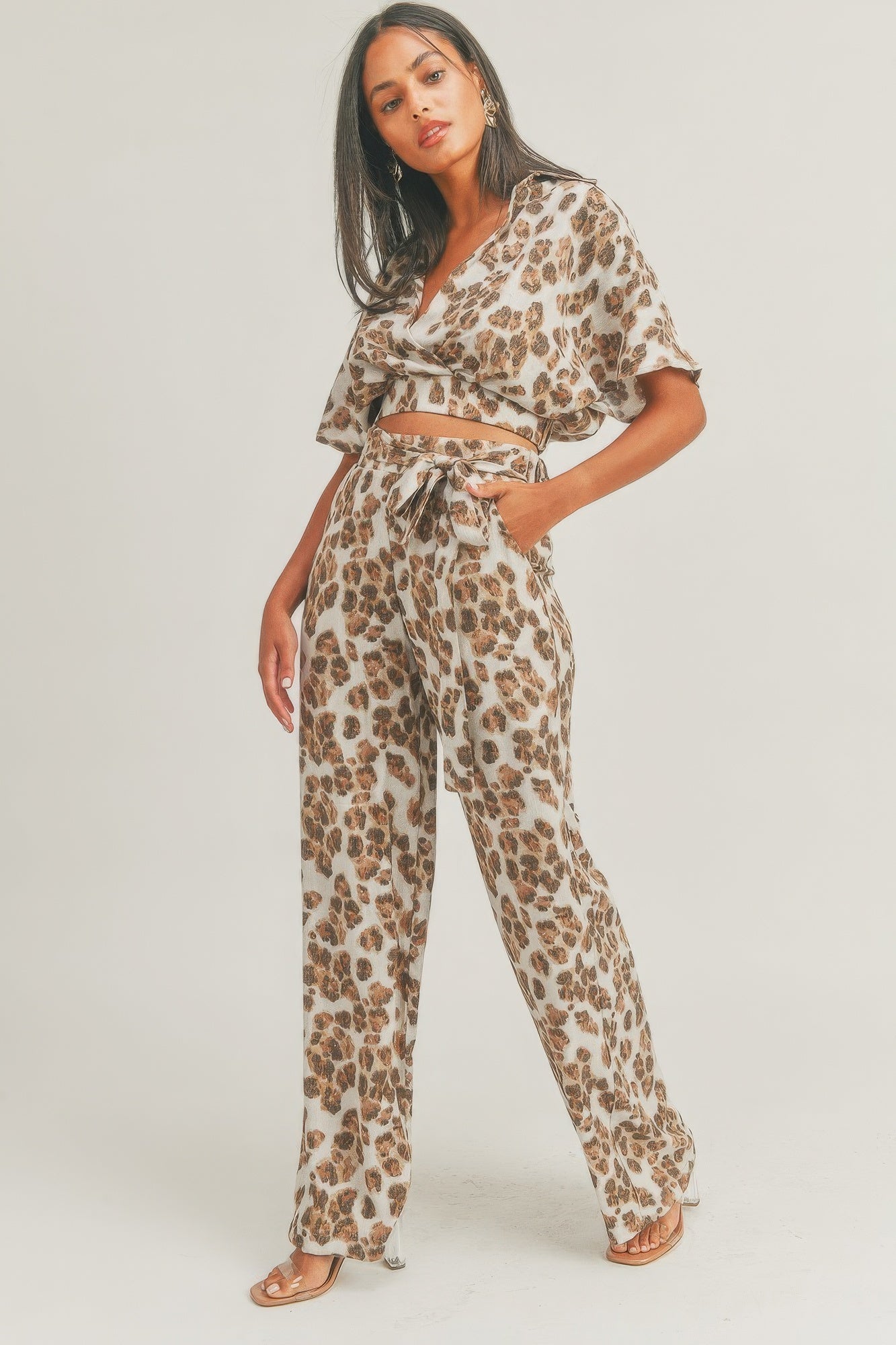 Crop-Top-Set mit Animalprint