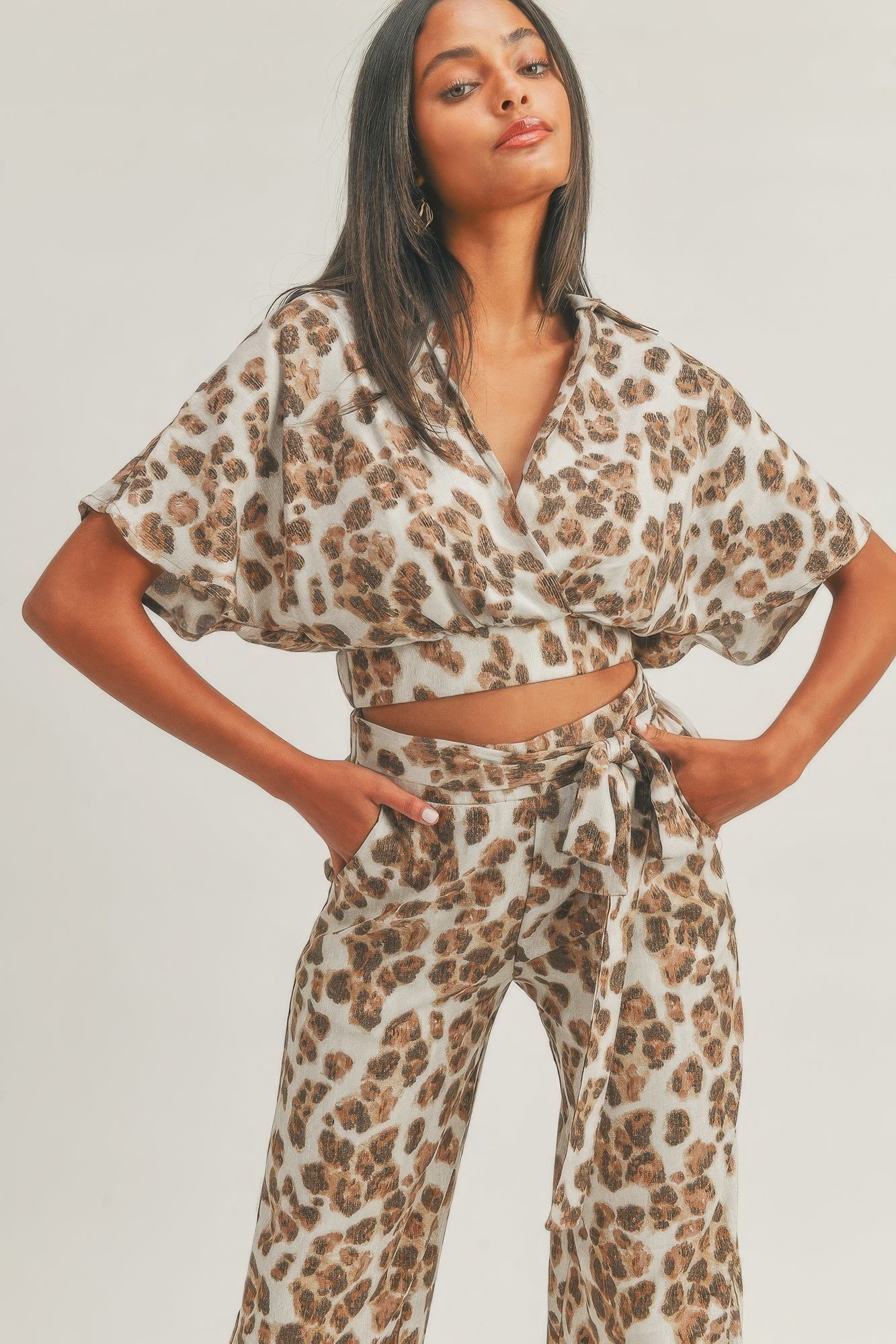 Crop-Top-Set mit Animalprint