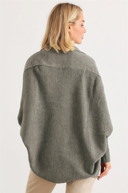 Strickjacke mit Fledermausärmeln und offener Vorderseite