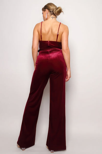 Samba-Jumpsuit aus Samt mit Strassgürtel