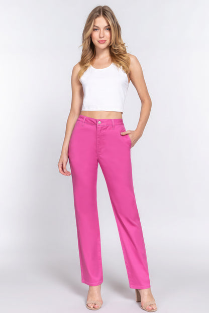 Straight Fit Twill Long Pants