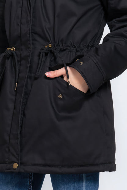 Utility-Jacke mit Kapuze und Fleecefutter