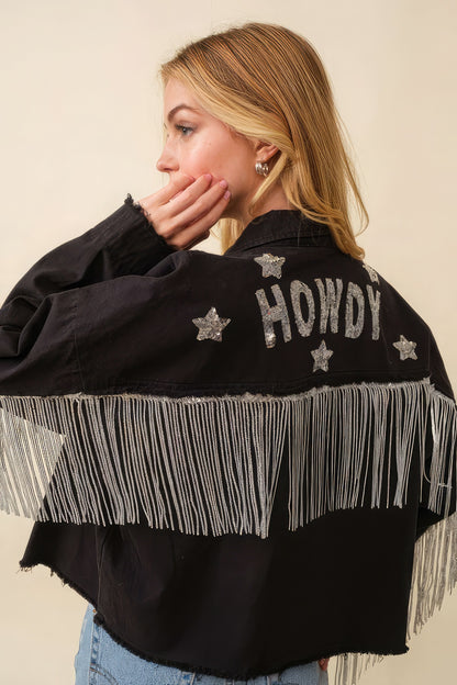 Howdy – Jacke mit Paillettenfransen und Sternaufnähern