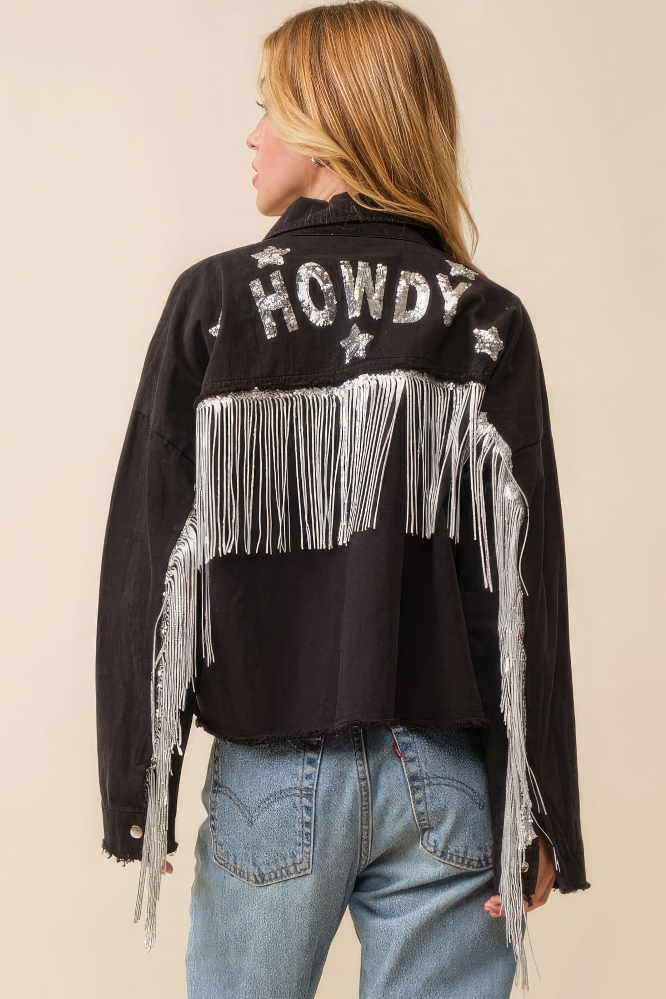 Howdy – Jacke mit Paillettenfransen und Sternaufnähern