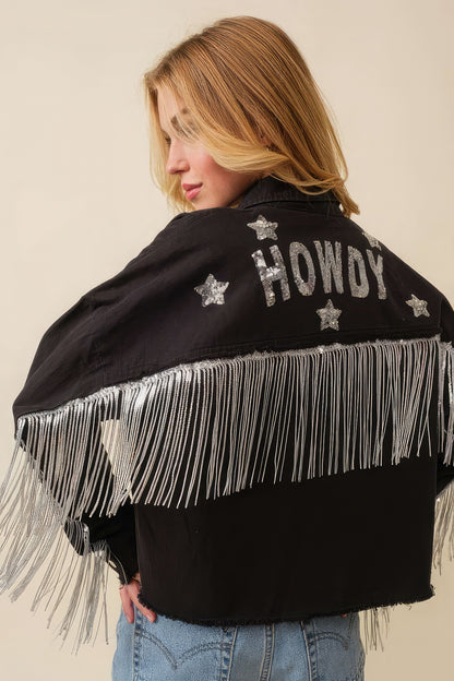 Howdy – Jacke mit Paillettenfransen und Sternaufnähern