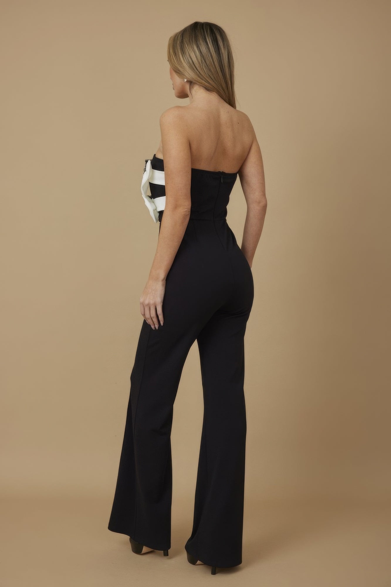 Off Shoulder Blk N Wht Fashion Jumpsuit