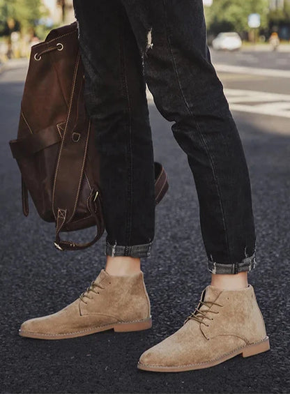 Men's Black Chelsea Boots - Classic Lace-Up Casual Ankle Boots