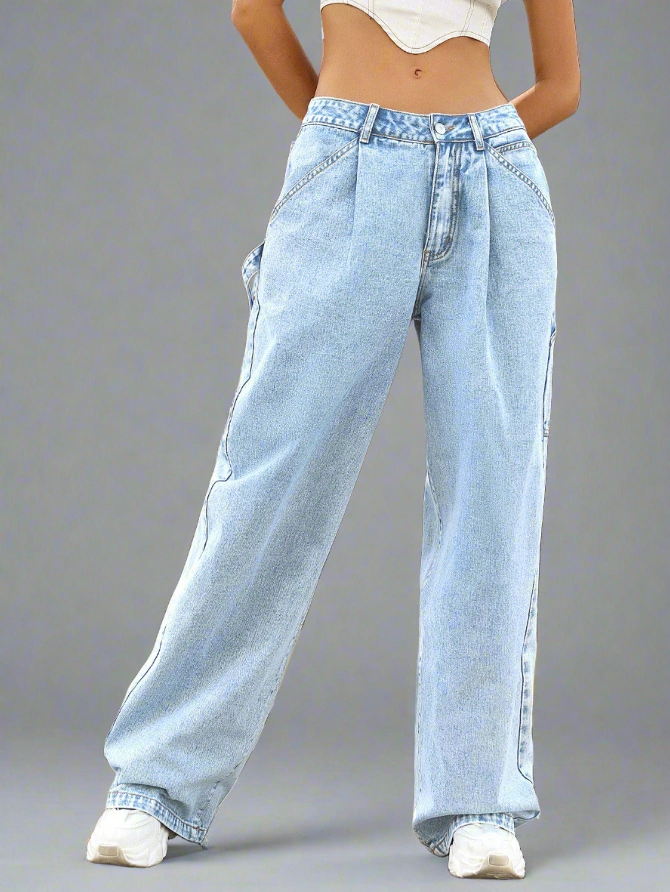 Women's Spring and Summer Denim Trousers - High Waist, Loose, Casual