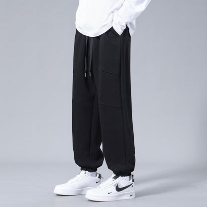 Straight zipper split trousers men's casual pants