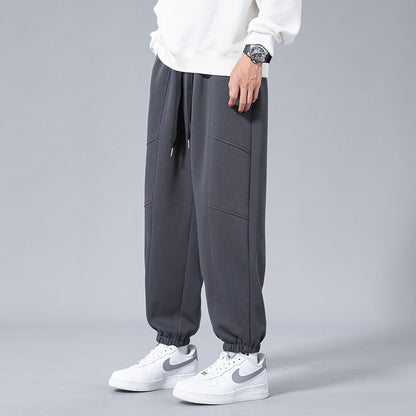 Straight zipper split trousers men's casual pants