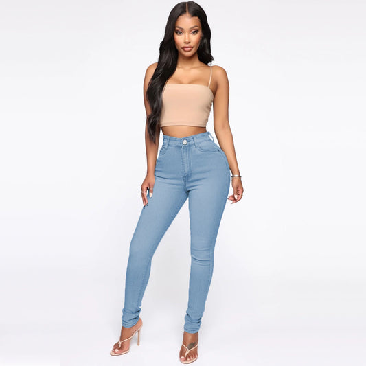 ins Style Hip Lifting Slimming Jeans Women's Peach Hip European and American High Waist Jeans Women's Jeans 889