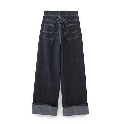 High Waist Cargo Wide Leg Jeans