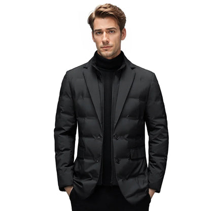 Windproof Winter Down Jacket for Men with Scarf Collar