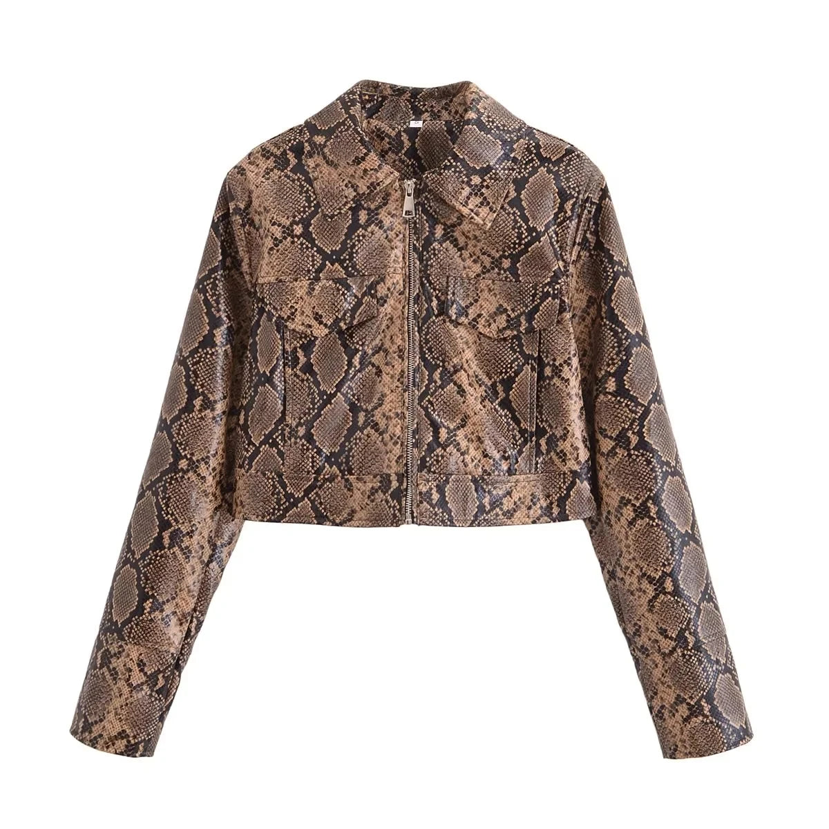 Snake Print Imitation Leather Jacket