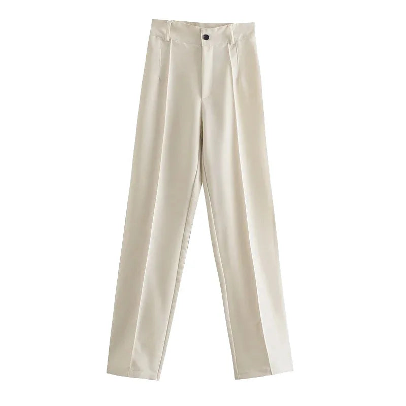 Women's Vintage High-Waist Straight Office Pants