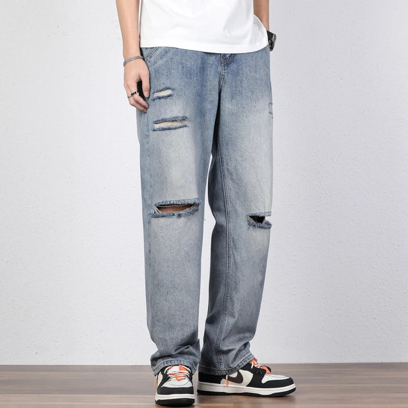 Baggy Jeans Men Light Blue Vintage