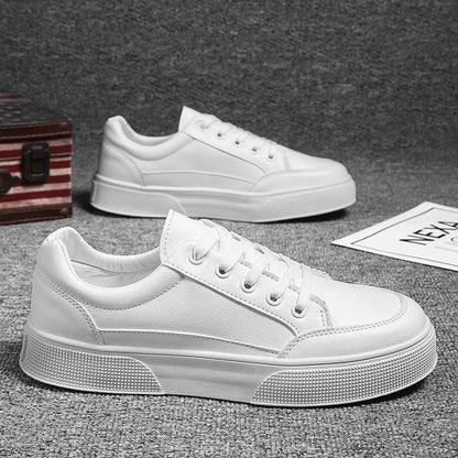 Men's White Canvas Sneakers - Breathable Low-Cut Casual Board Shoes