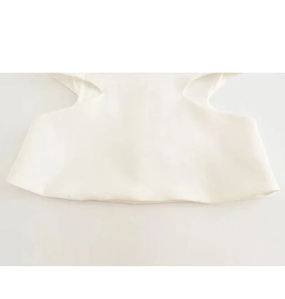 White Backless Sleeveless Short Top