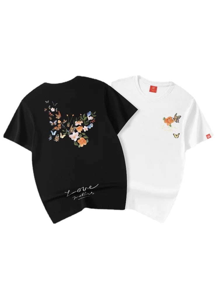 Summer Embroidery T-Shirt: Stylish Harajuku Butterfly Tees