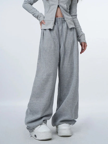 Gray Oversized High Waist Joggers for Women