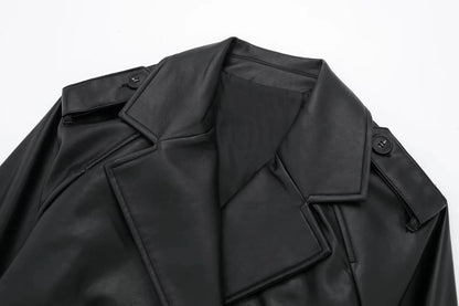 Faux Leather Cropped Jacket