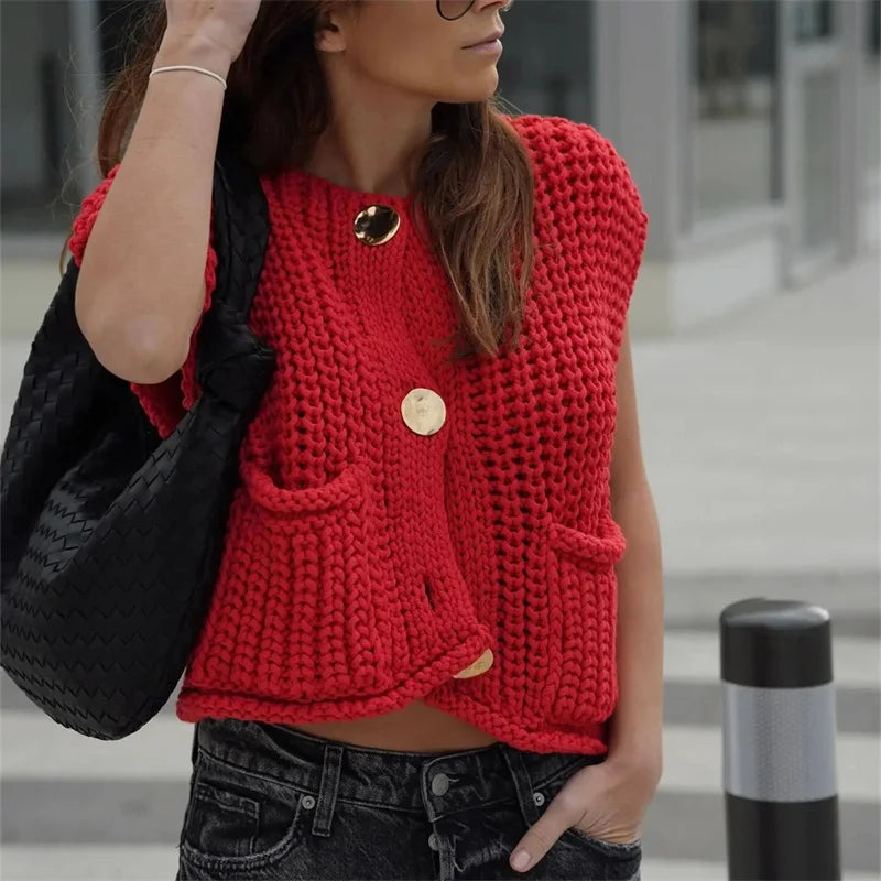 Knit Cropped Sleeveless Vest