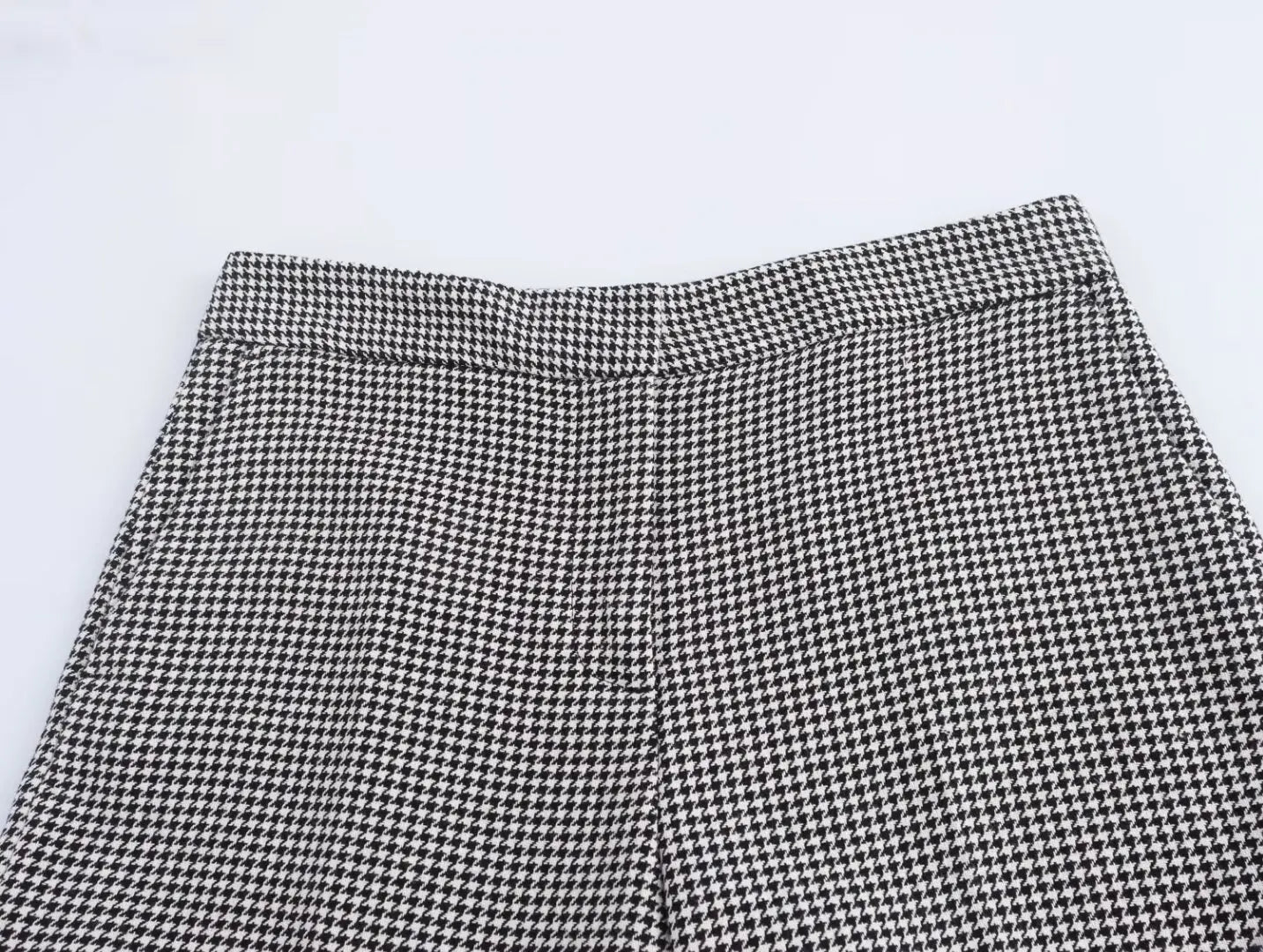 Women's Autumn Houndstooth Blazer & Wide Leg Pants Suit Set