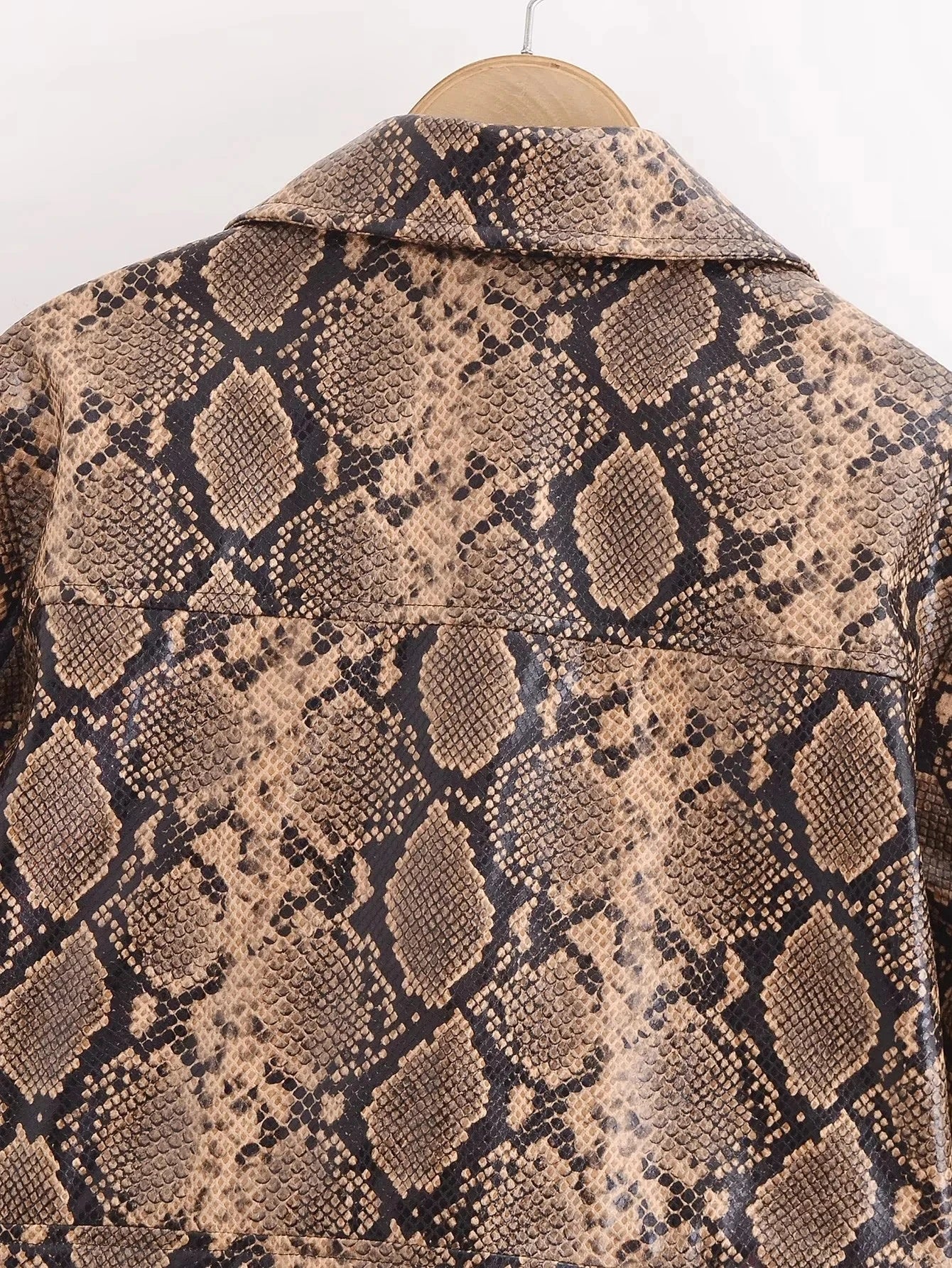 Snake Print Imitation Leather Jacket