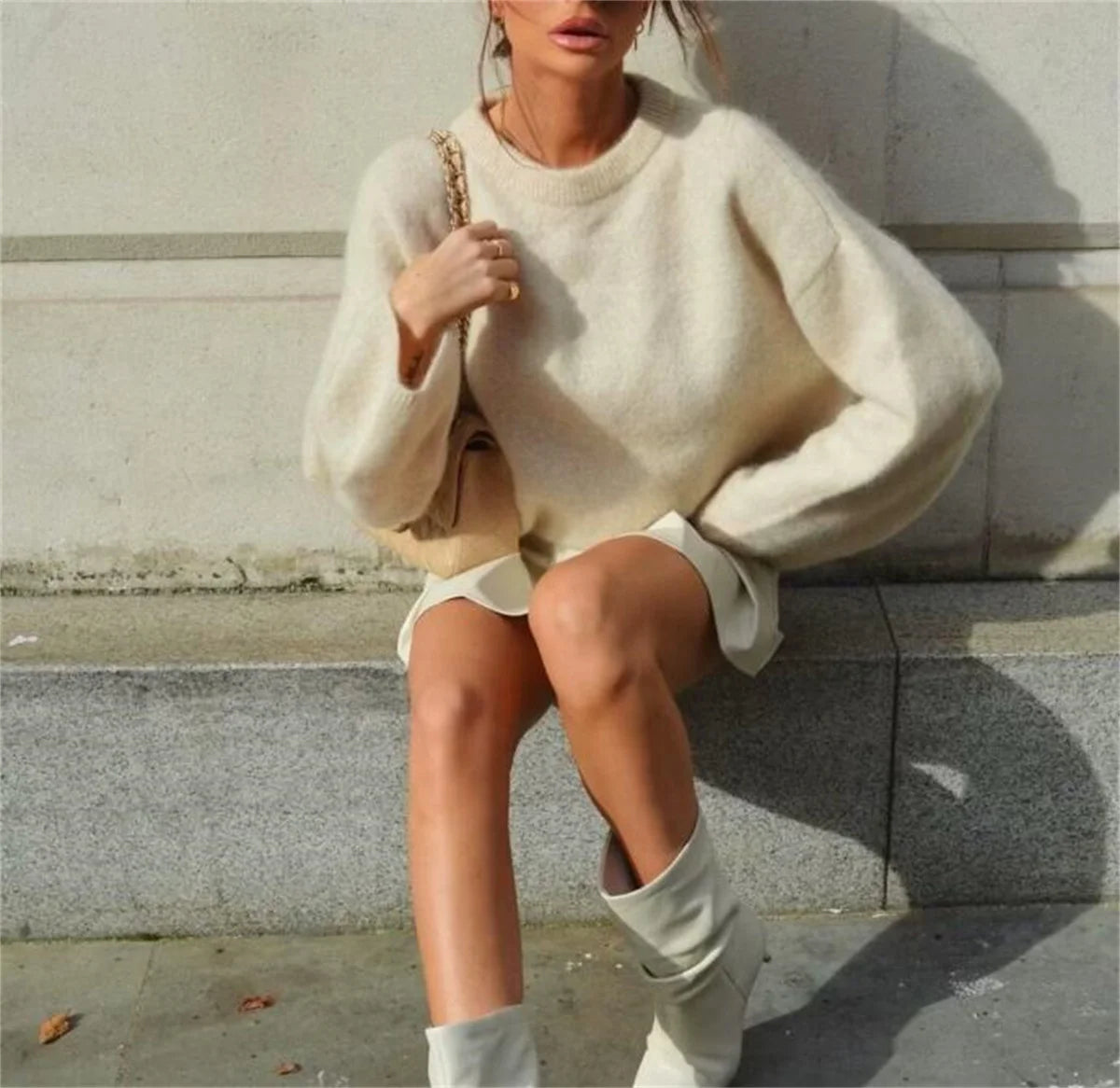 Loose Knit Sweater O-neck Pullovers