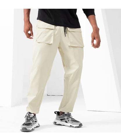 Parachute Cargo Pants for Men - Quick Drying Casual Techwear Black Trousers