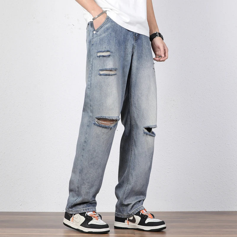 Baggy Jeans Men Light Blue Vintage