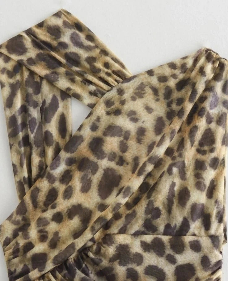 Asymmetric Leopard Bodysuit