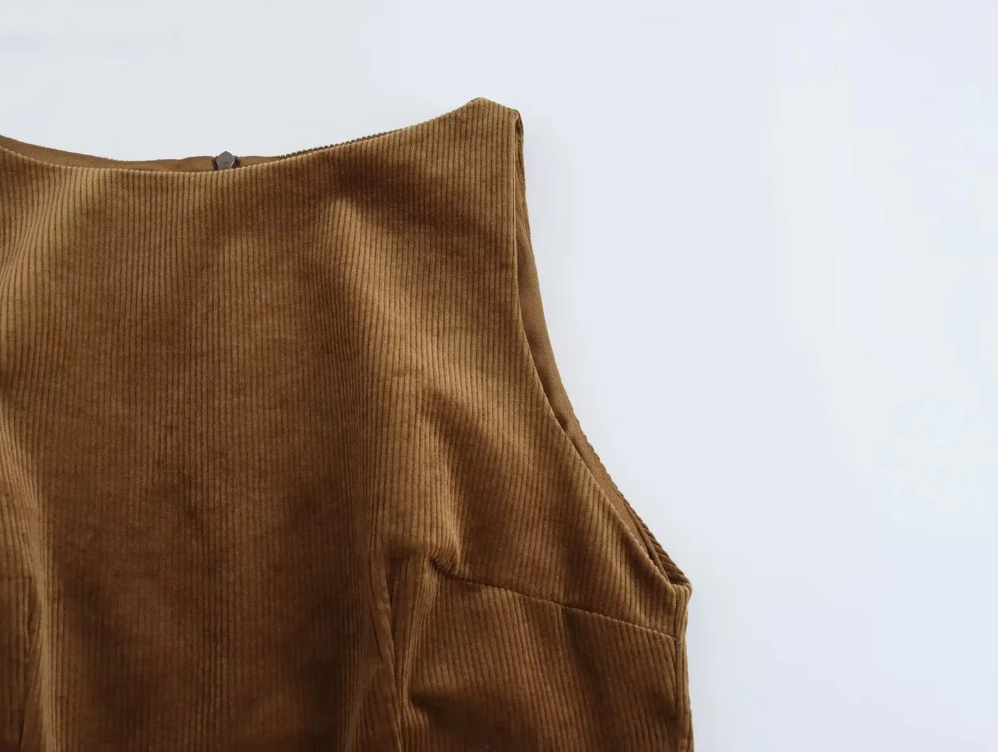 Brown Corduroy Mini Dress