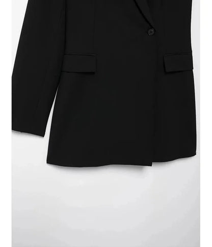 Asymmetrical Suit Top - Elegant Solid Color Office Wear