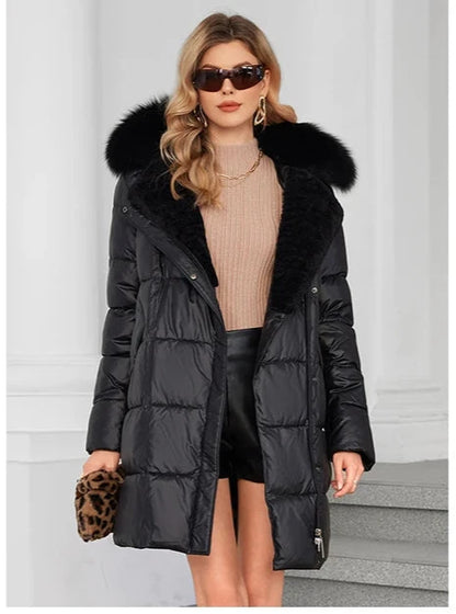 Elegant Women's Winter Down Jacket with Detachable Fur