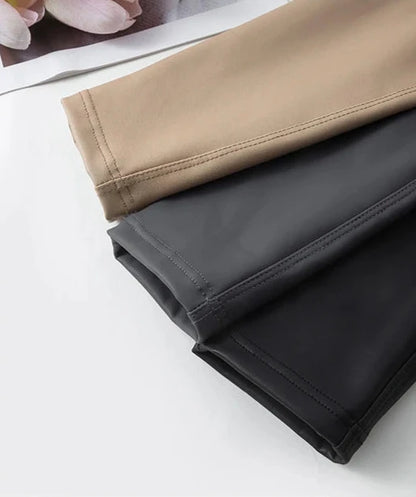 High-Waist Fleece PU Leather Leggings - Warm & Sexy Autumn/Winter