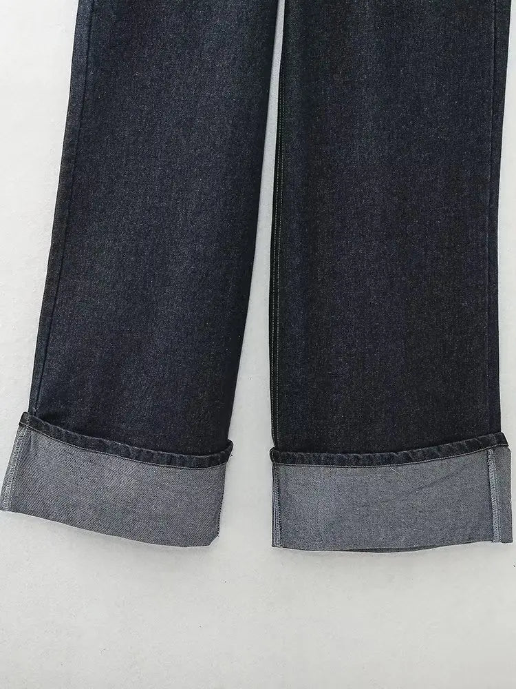 High Waist Cargo Wide Leg Jeans