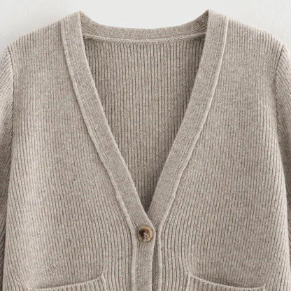 Khaki Oversized Knitted Cardigan