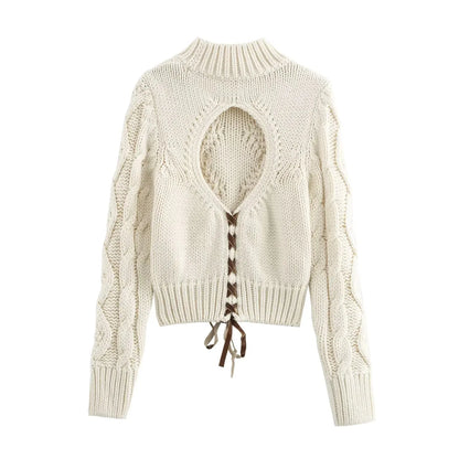 Back Cut-Out Casual Knit Sweater