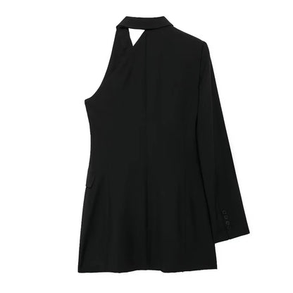 Asymmetrical Suit Top - Elegant Solid Color Office Wear